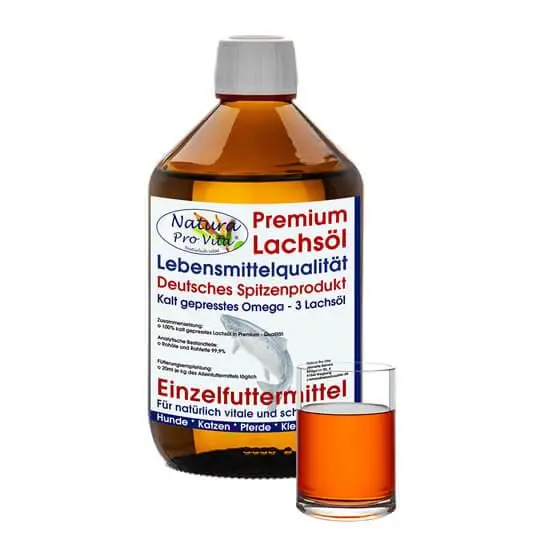Natura Pro Vita Premium Lachsöl in Lebensmittelqualität - Omega 3 Lachsöl für Mensch und Tier